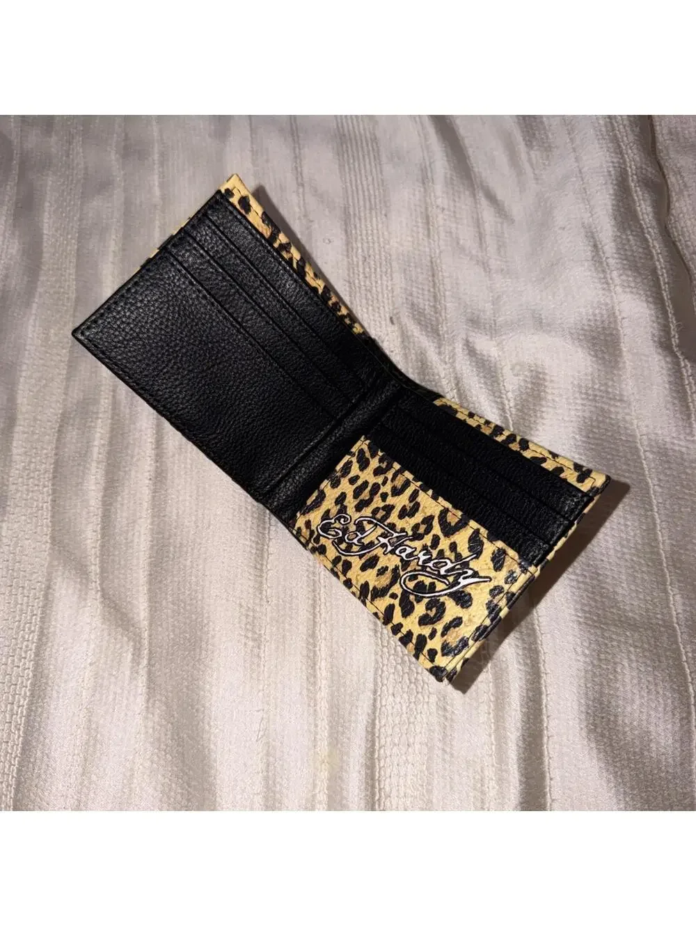 Ed Hardy Men's Leopard Print Skull With Studs Bifold Wallet Size One Size